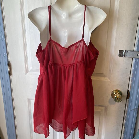 Y2K Frederick's Of Hollywood Lingerie 1X Babydoll Red Wedding Nightie Sexy Love - Picture 6 of 8
